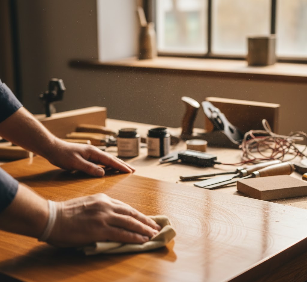 Expert craftsman restoring furniture
